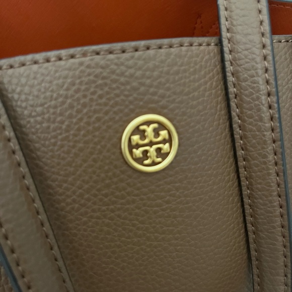 Tory Burch Tan Leather Tote with Red Accent - Picture 3 of 10